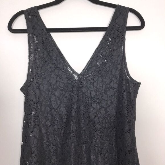 Formal black lace sleeveless dress with dress lining asymmetrical ruffle size M - Picture 6 of 11